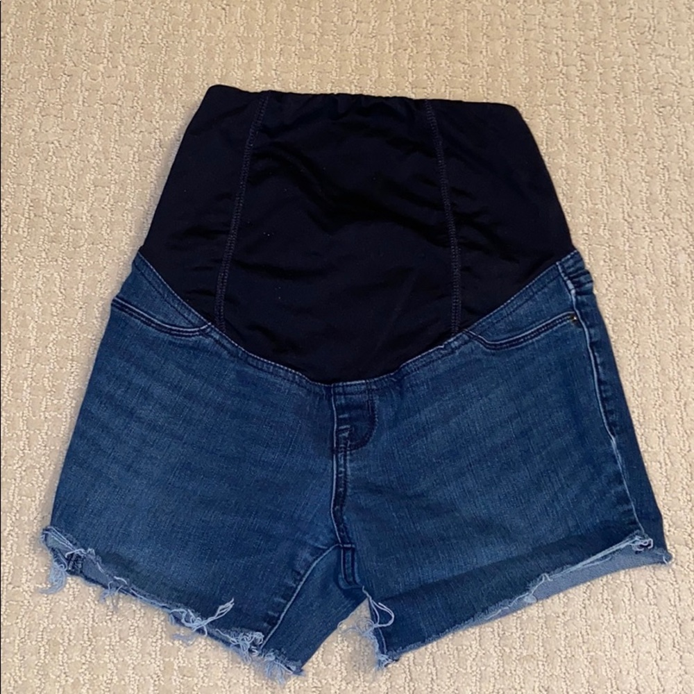 Distressed maternity jean shorts